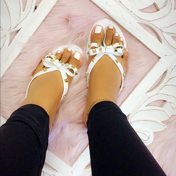 "Lacy" Studded Sandals - White - Picture 8 of 8